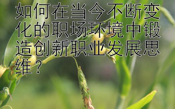 如何在当今不断变化的职场环境中锻造创新职业发展思维？